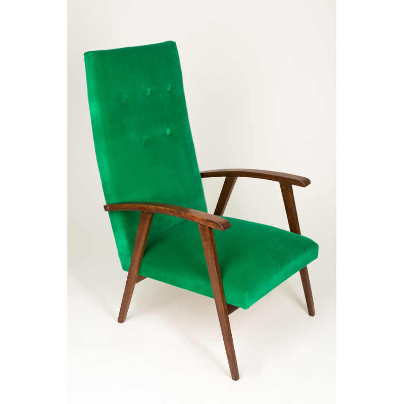 Vintage groen fluwelen fauteuil, 1960