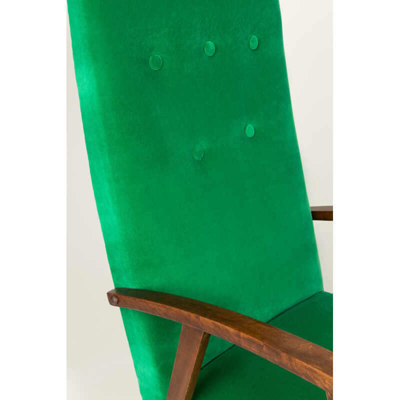 Vintage groen fluwelen fauteuil, 1960