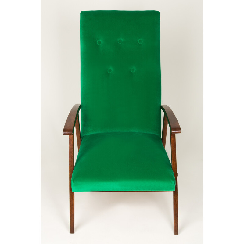 Sillón vintage de terciopelo verde, 1960