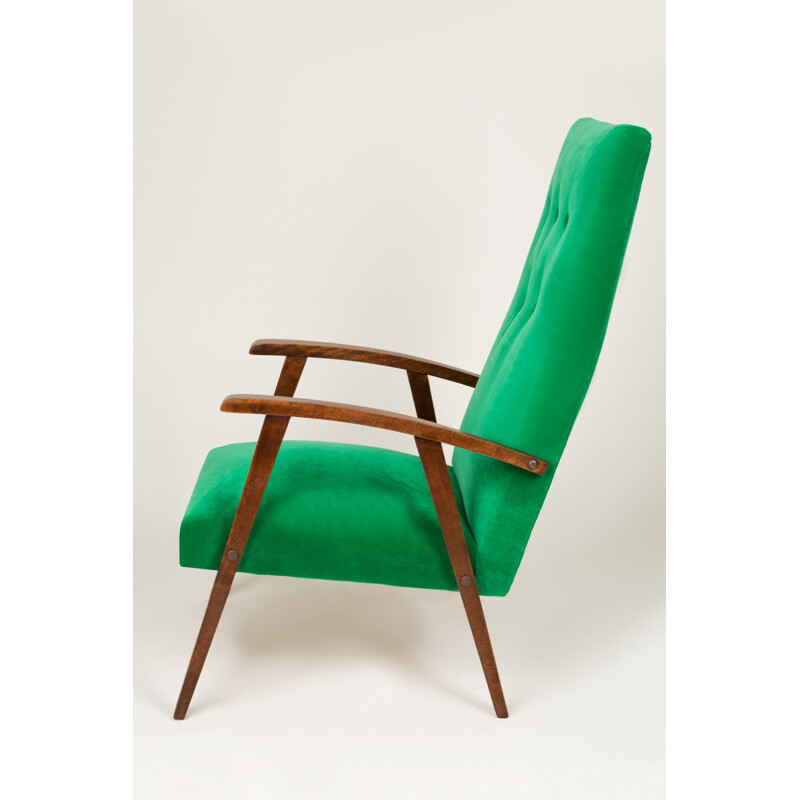 Vintage groen fluwelen fauteuil, 1960