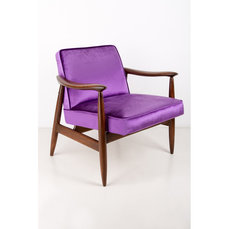 Vintage GFM fauteuil in paars fluweel van Edmund Homa - 1960