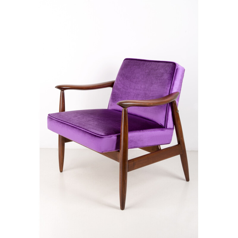 Vintage GFM fauteuil in paars fluweel van Edmund Homa - 1960