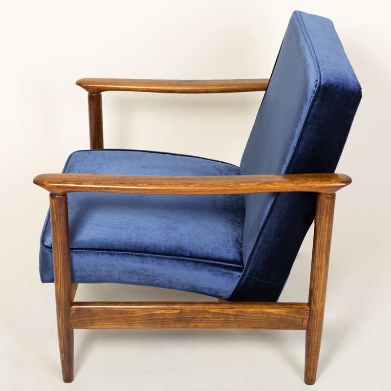 Dark Blue Velvet "GFM-142" Armchair by Edmund Homa - 1960s