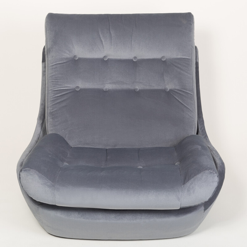 Atlantis grijs fluwelen fauteuil van Silesia, 1960