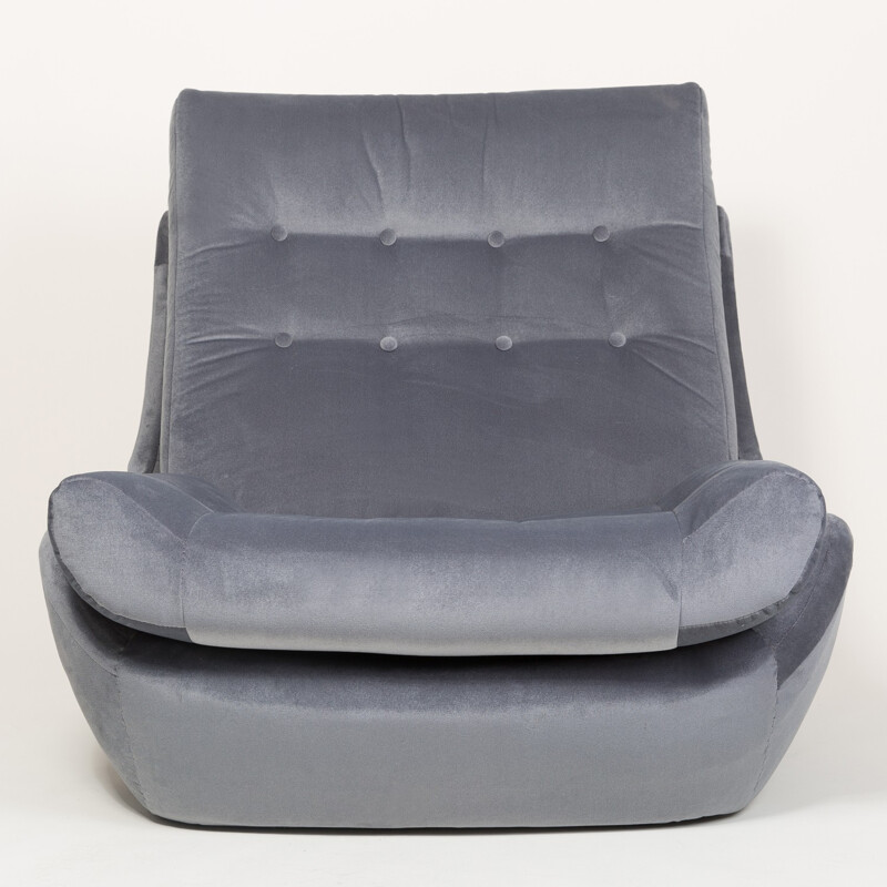 Vintage Atlantis grey velvet armchair by Silesia, 1960