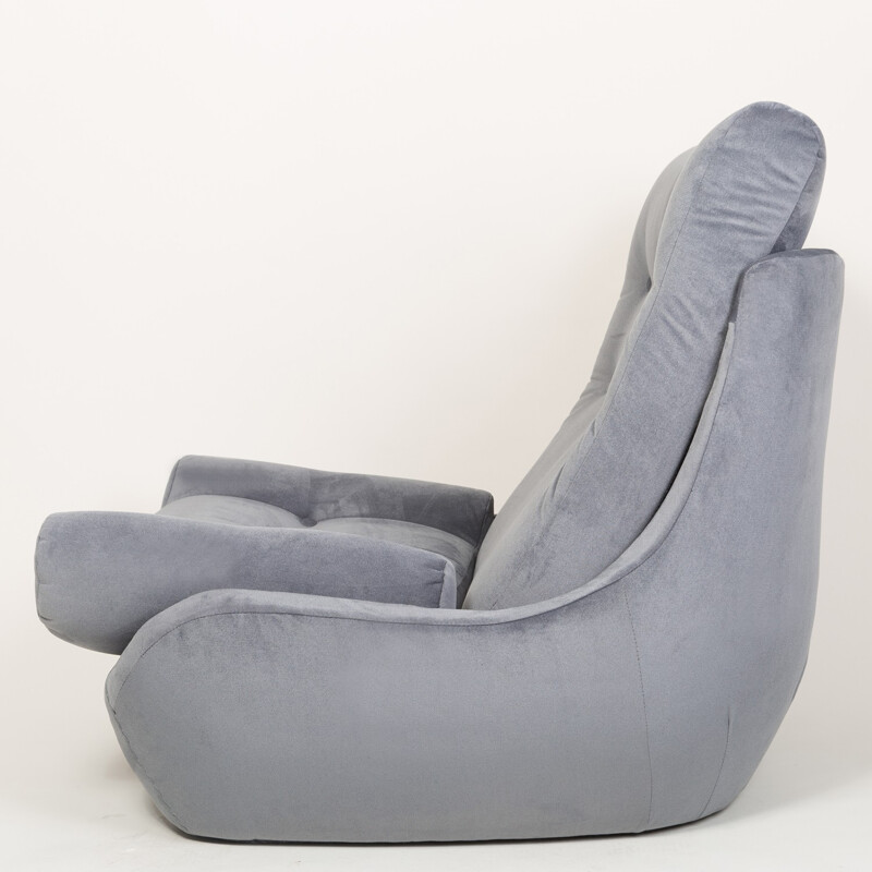 Sillón de terciopelo gris Atlantis de Silesia, 1960