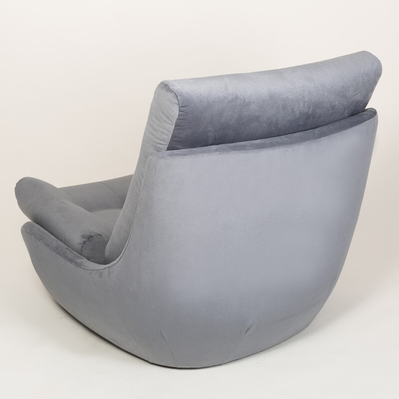 Sillón de terciopelo gris Atlantis de Silesia, 1960