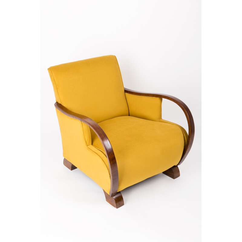 Vintage Yellow Big french Armchair - 1930s