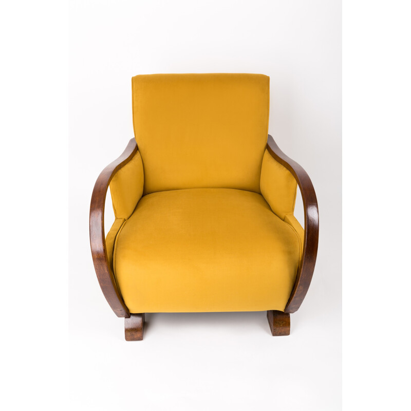 Vintage Yellow Big french Armchair - 1930s