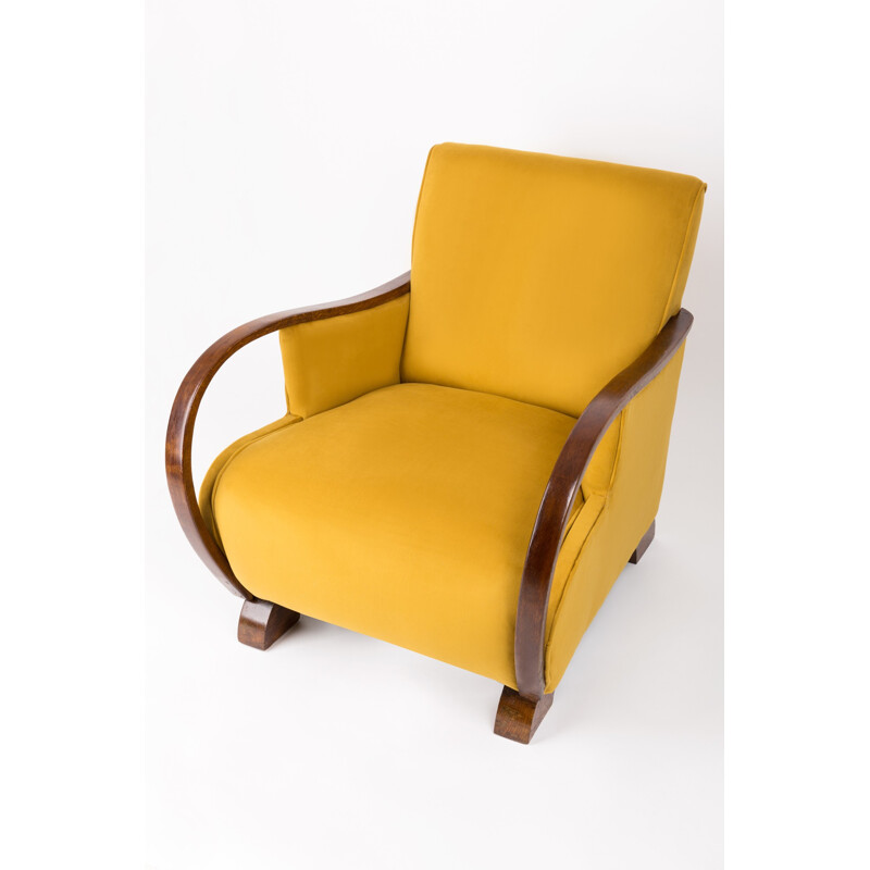 Vintage Yellow Big french Armchair - 1930s