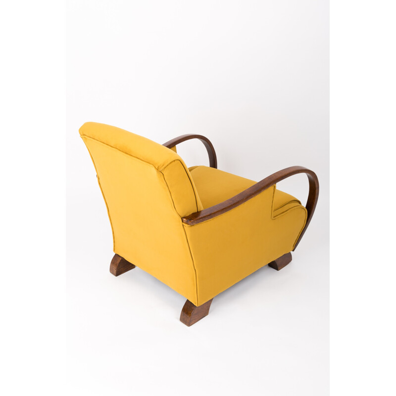 Großer Sessel Vintage Gelb Francais - 1930