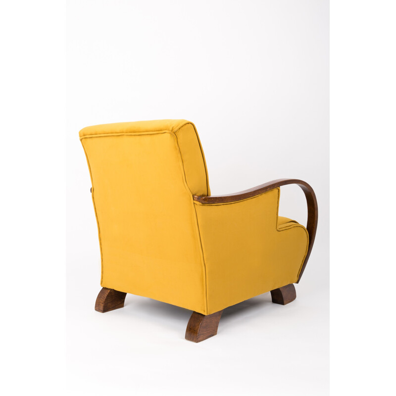 Großer Sessel Vintage Gelb Francais - 1930