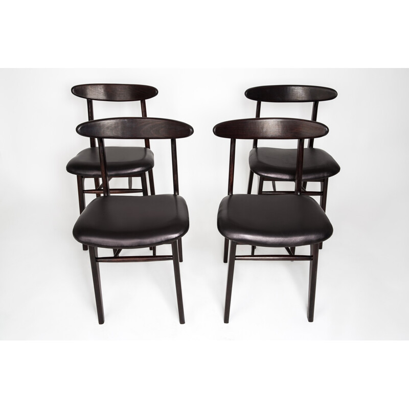 Set of 4 Vintage "type 5908" Dining Chairs in leather - 1960s
