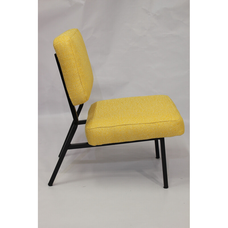 Vintage yellow armchair by Pierre Guariche - 1950s