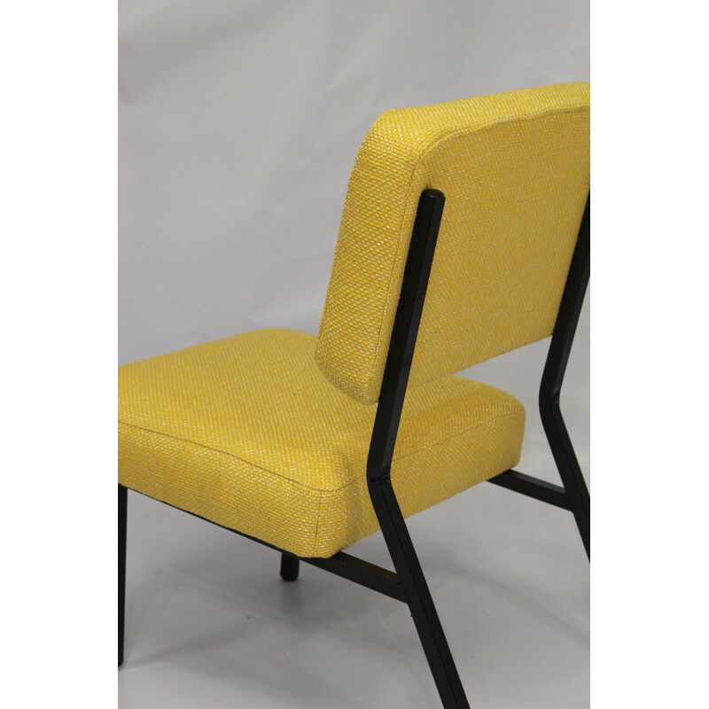 Vintage yellow armchair by Pierre Guariche - 1950s