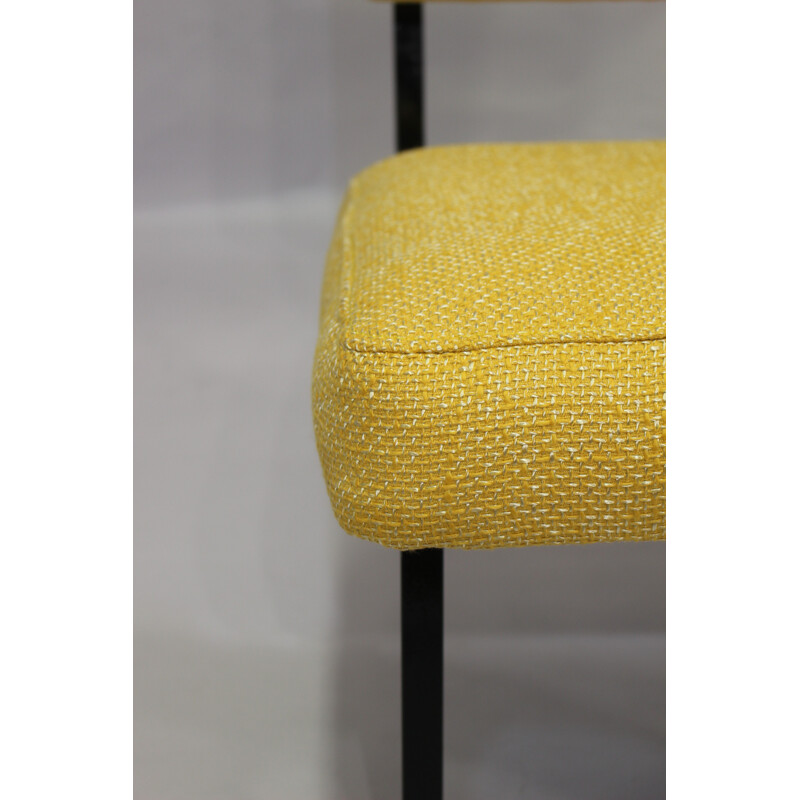 Vintage yellow armchair by Pierre Guariche - 1950s