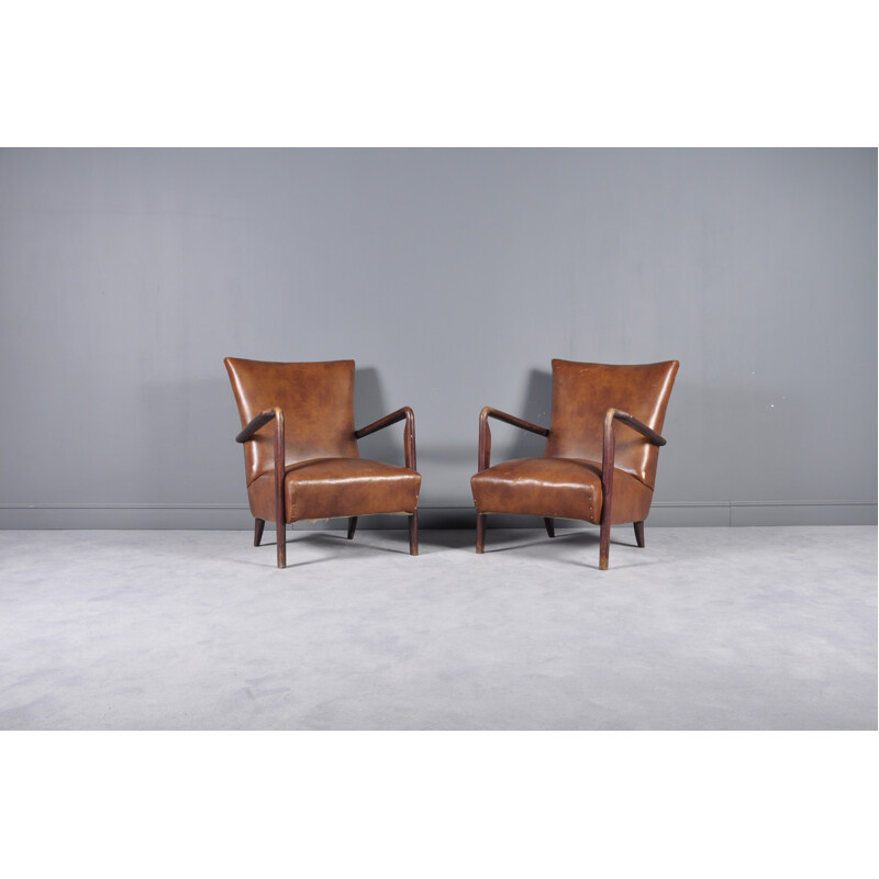 Suite de 2 fauteuils lounge Vintage Italiens - 1950