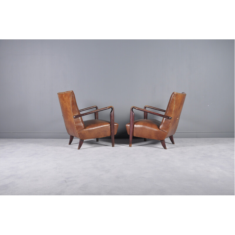 Suite de 2 fauteuils lounge Vintage Italiens - 1950