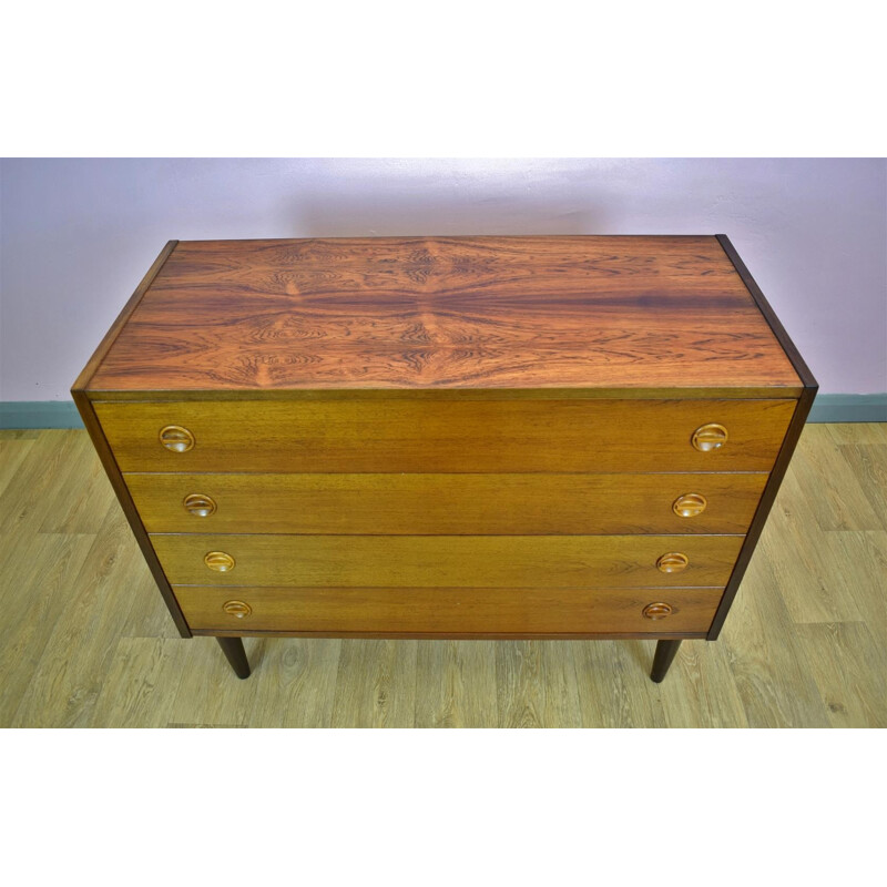 Commode vintage en palissandre avec 4 tiroirs - 1960