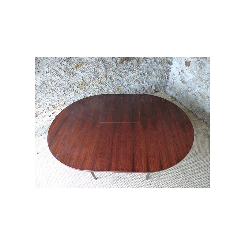 Vintage scandinavian round dining table in Rio rosewood - 1960s