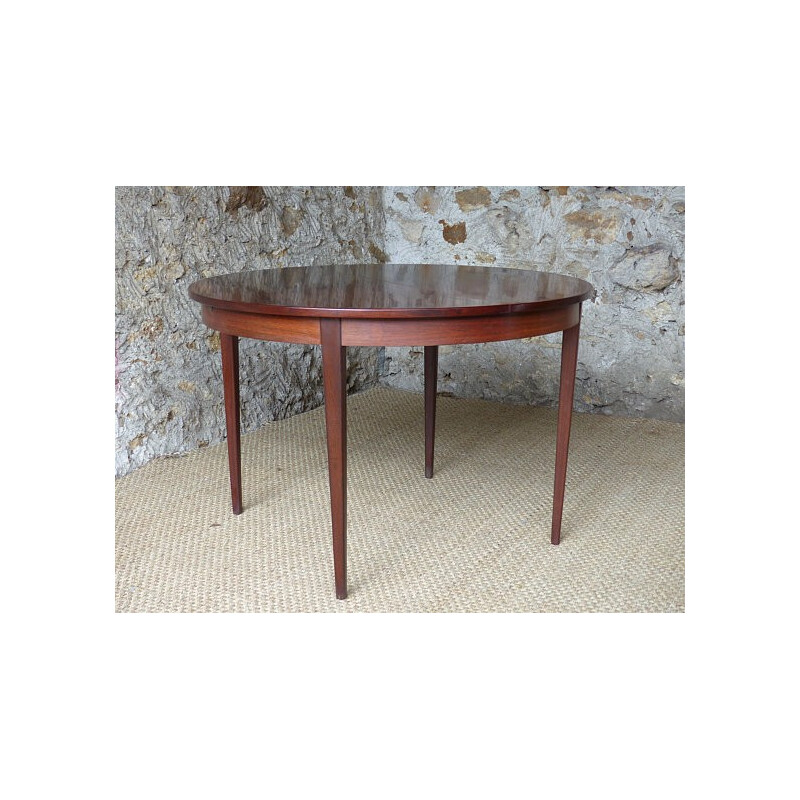 Vintage scandinavian round dining table in Rio rosewood - 1960s