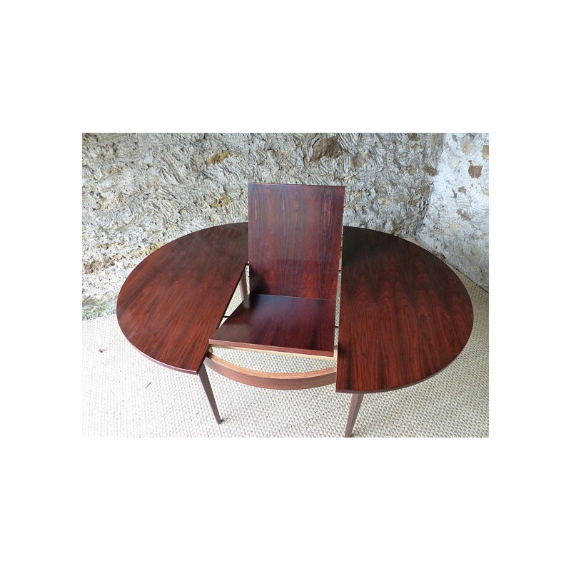 Vintage scandinavian round dining table in Rio rosewood - 1960s