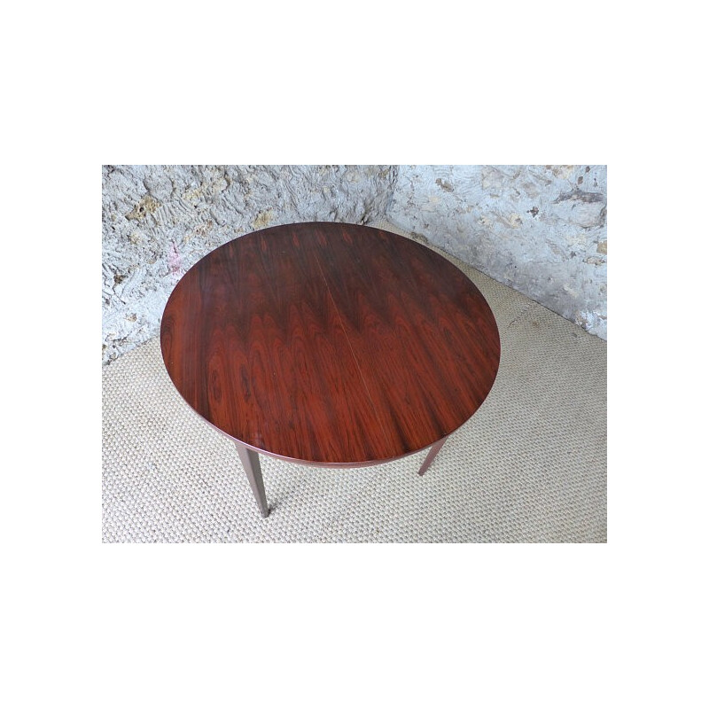 Vintage scandinavian round dining table in Rio rosewood - 1960s