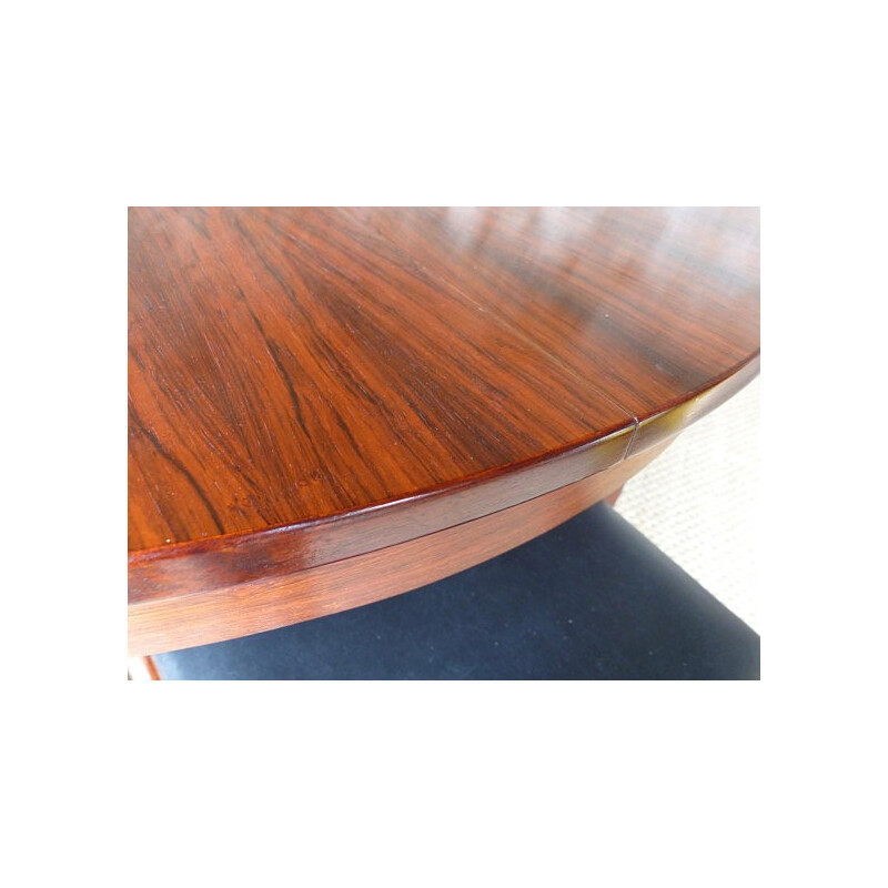 Vintage scandinavian round dining table in Rio rosewood - 1960s