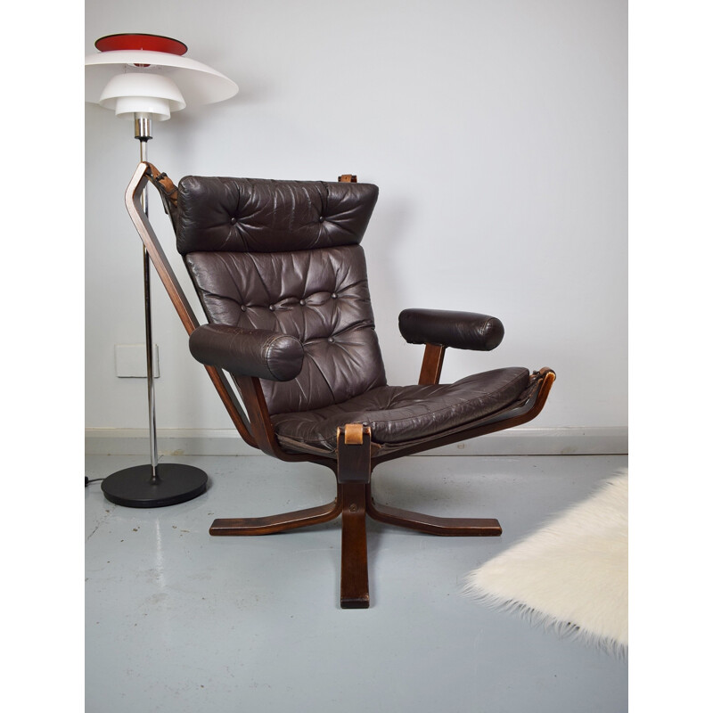 Vintage Brown Leather Lounge Armchair by Sigurd Ressell - 1970s