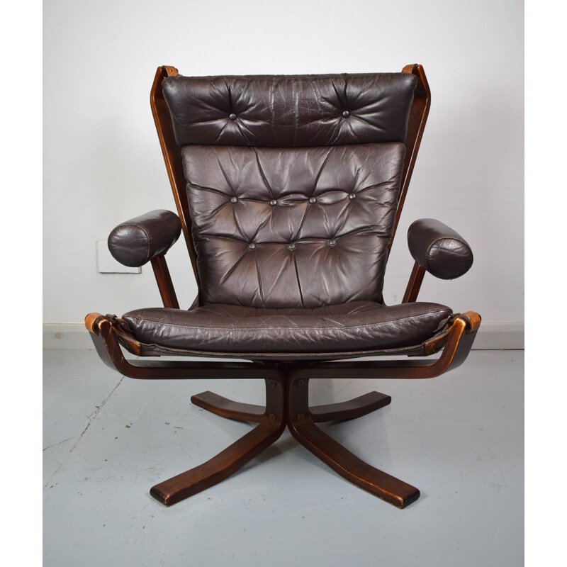 Vintage Brown Leather Lounge Armchair by Sigurd Ressell - 1970s