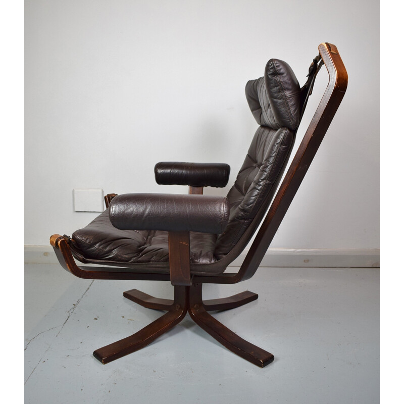 Vintage Brown Leather Lounge Armchair by Sigurd Ressell - 1970s