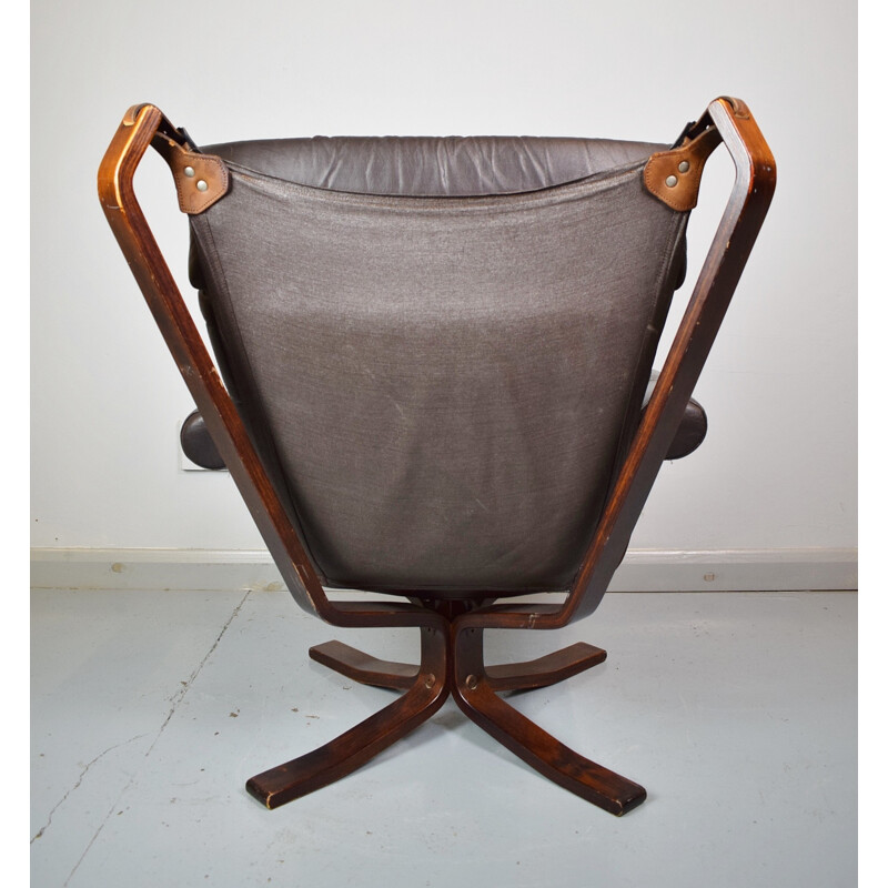 Vintage Brown Leather Lounge Armchair by Sigurd Ressell - 1970s