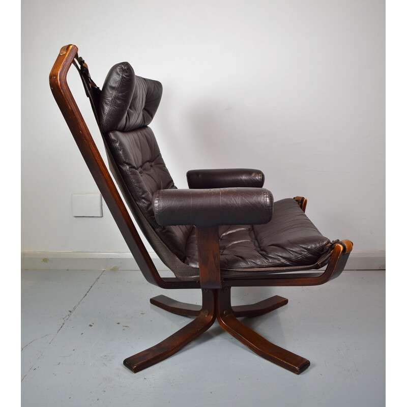 Vintage Brown Leather Lounge Armchair by Sigurd Ressell - 1970s