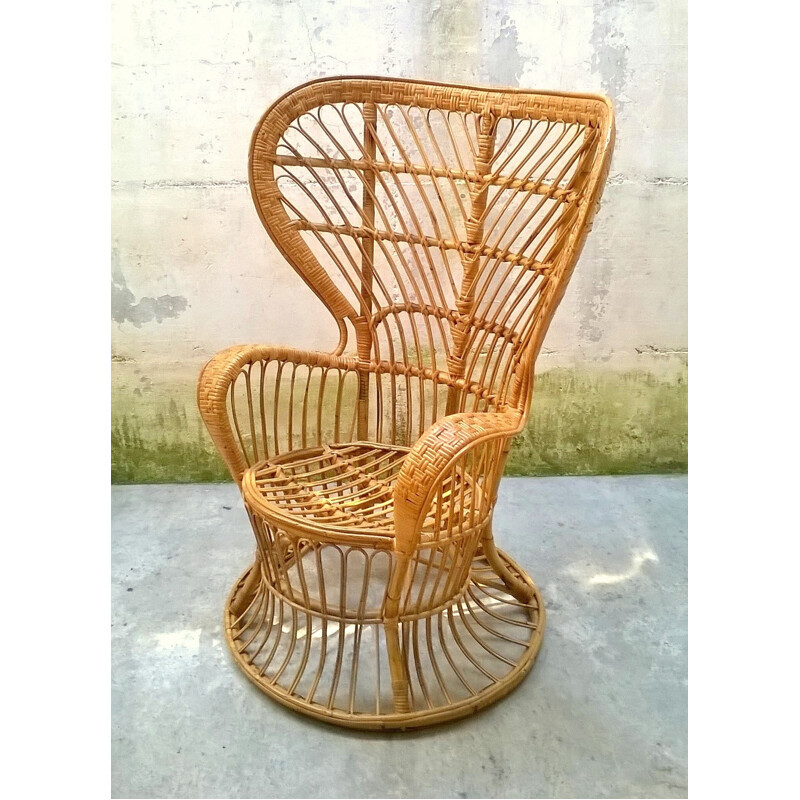 Vintage rattan armchair by Lio Carminati - 1950s