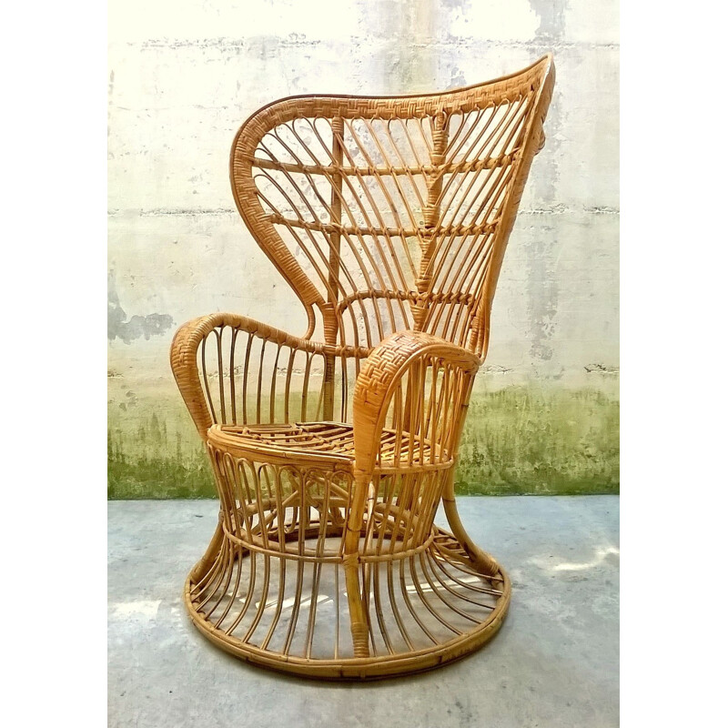 Vintage rattan armchair by Lio Carminati - 1950s