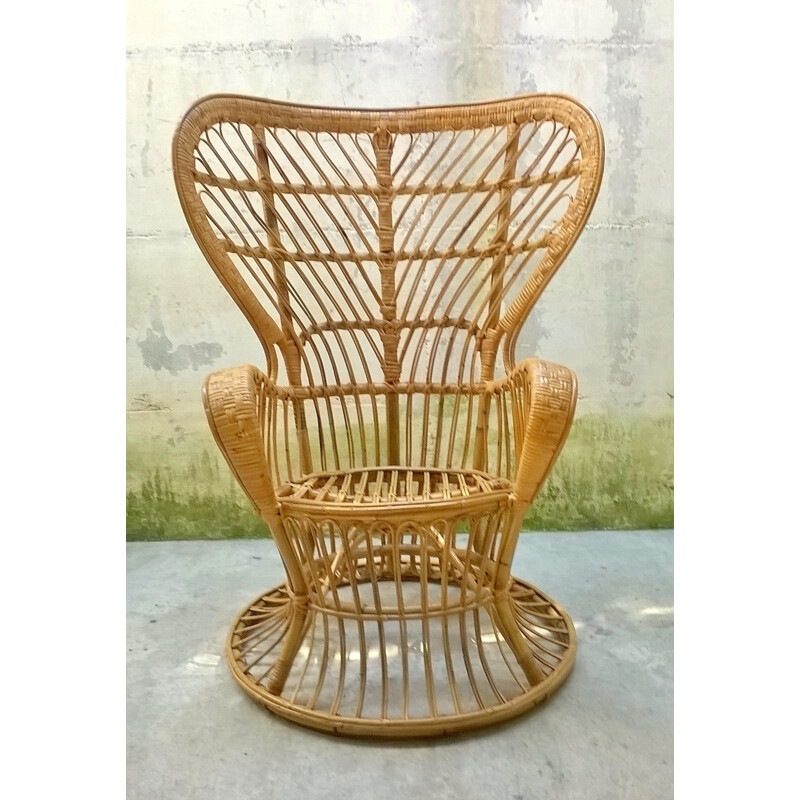 Vintage rattan armchair by Lio Carminati - 1950s