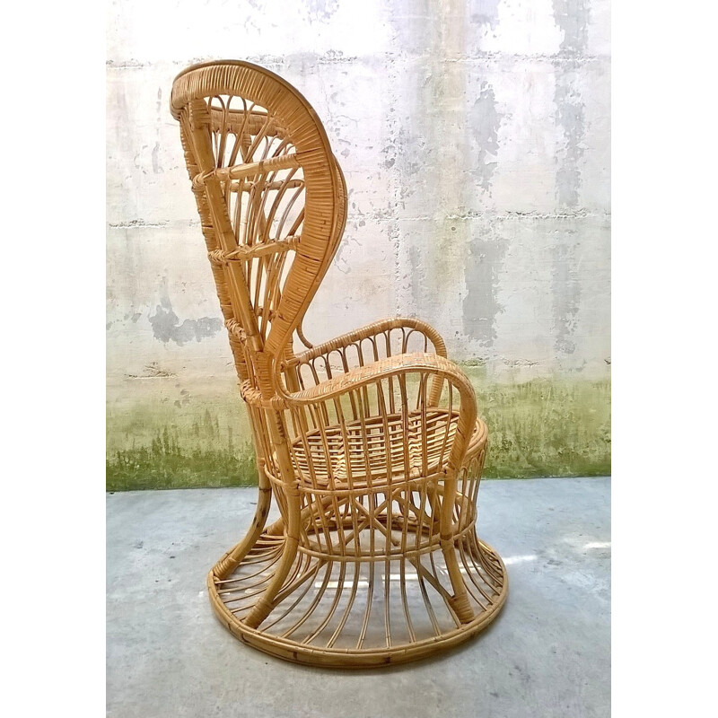 Vintage rattan armchair by Lio Carminati - 1950s