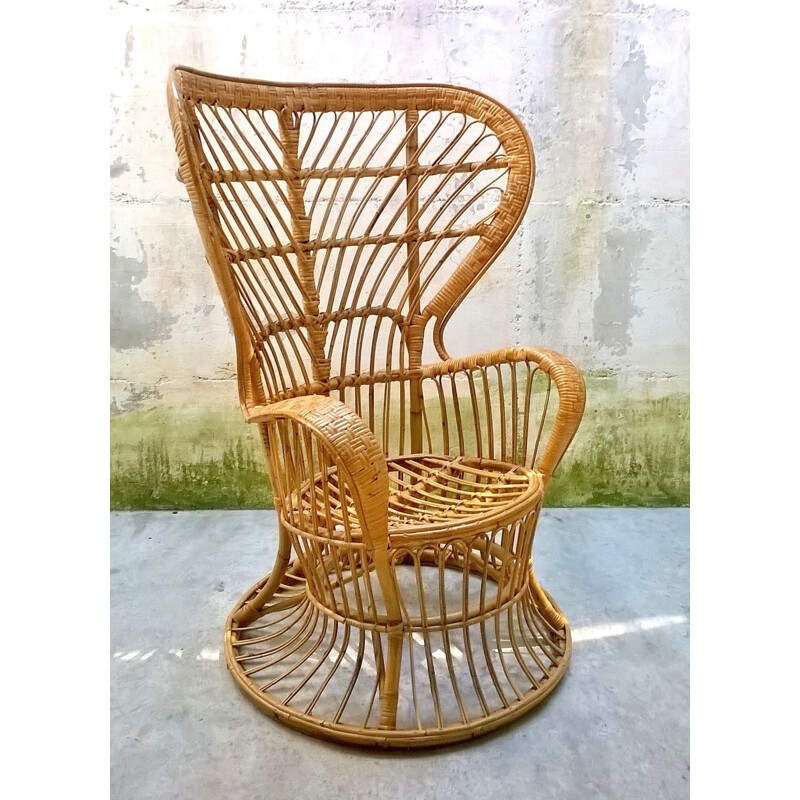 Vintage rattan armchair by Lio Carminati - 1950s