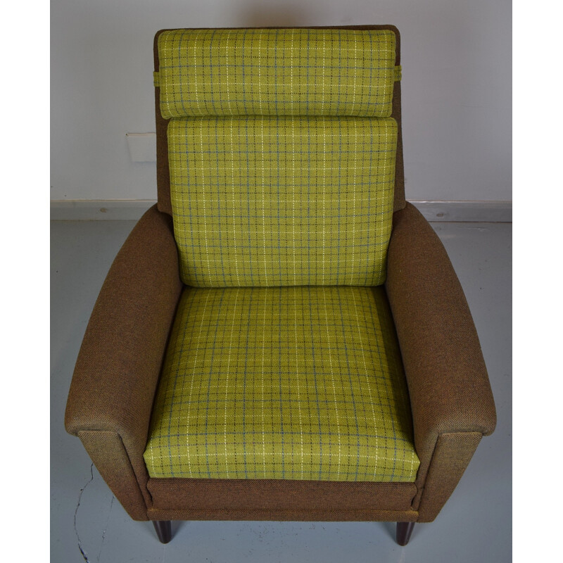 Vintage Danish Newly Upholstered Green Wool Armchair - 1960s