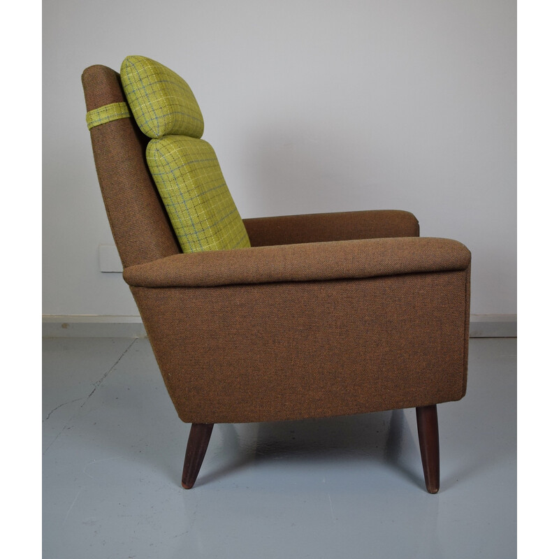 Vintage Danish Newly Upholstered Green Wool Armchair - 1960s