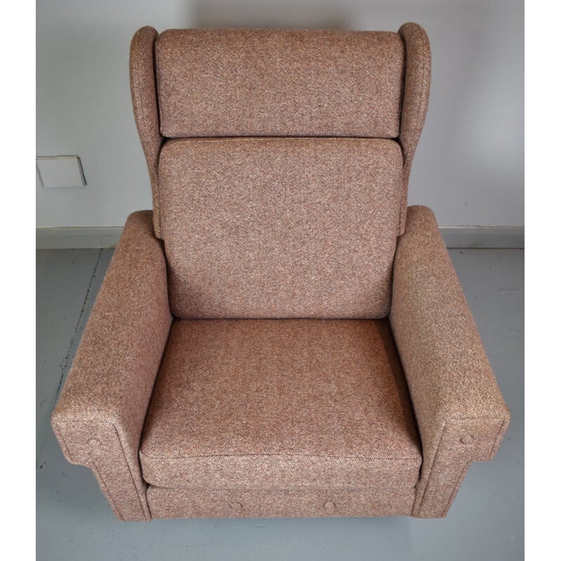 Vintage Danish Pink Wingback Swivel Armchair - 1960s