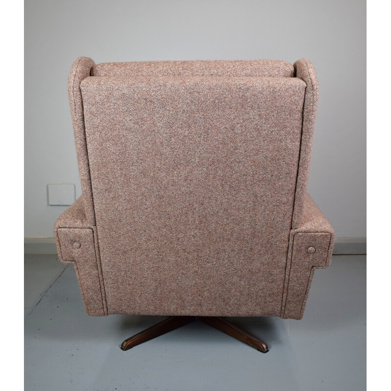 Vintage Danish Pink Wingback Swivel Armchair - 1960s
