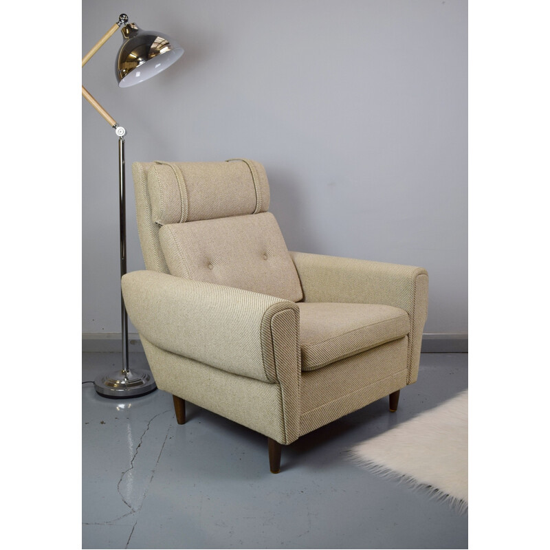 Vintage Danish Wool Lounge Armchair - 1960s