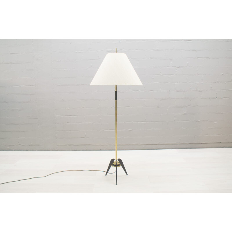 Vintage Italian Brass Tripod Floor Lamp - 1950s