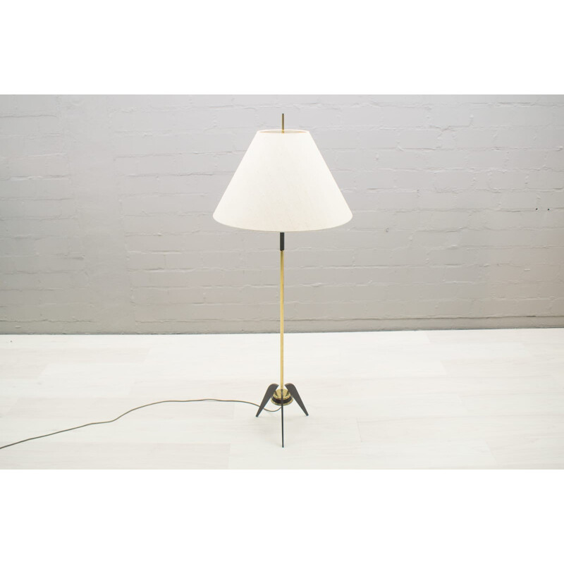 Vintage Italian Brass Tripod Floor Lamp - 1950s