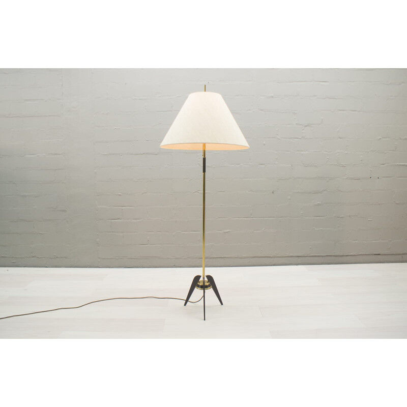 Vintage Italian Brass Tripod Floor Lamp - 1950s