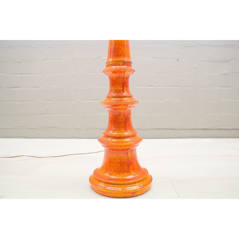 Vintage Large Floor Lamp in Orange Ceramic - 1960s