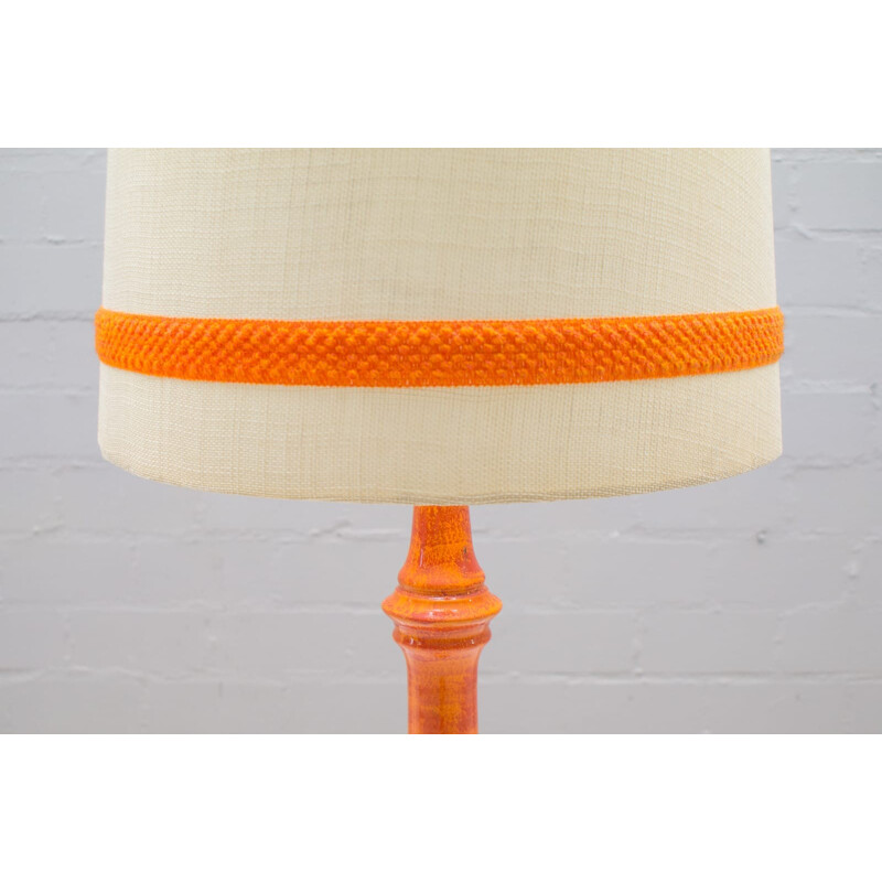 Vintage Large Floor Lamp in Orange Ceramic - 1960s