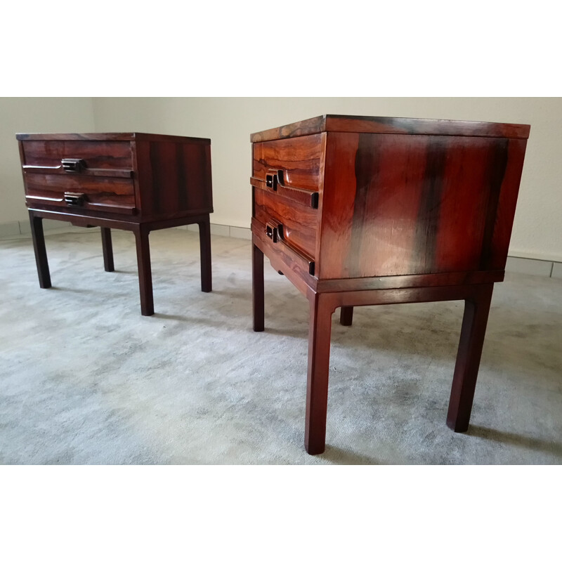 Pair of vintage bedside tables in Rio rosewood - 1960s