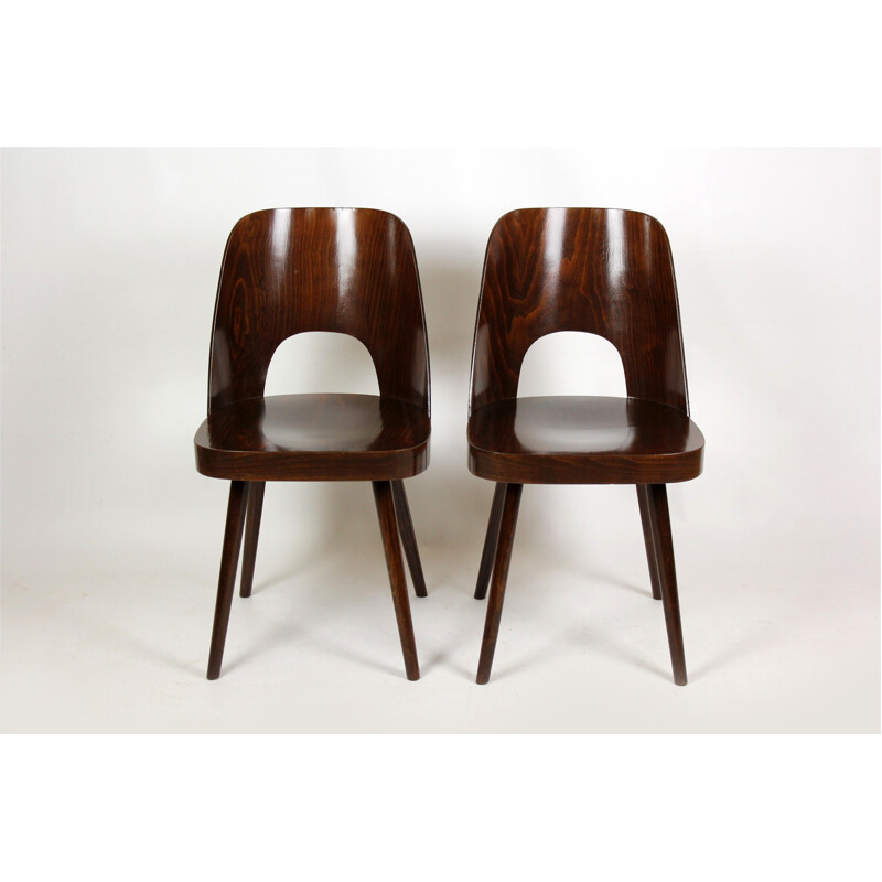 Pair of No. 515 Wooden Chairs by Oswald Haerdtl for TON - 1960s